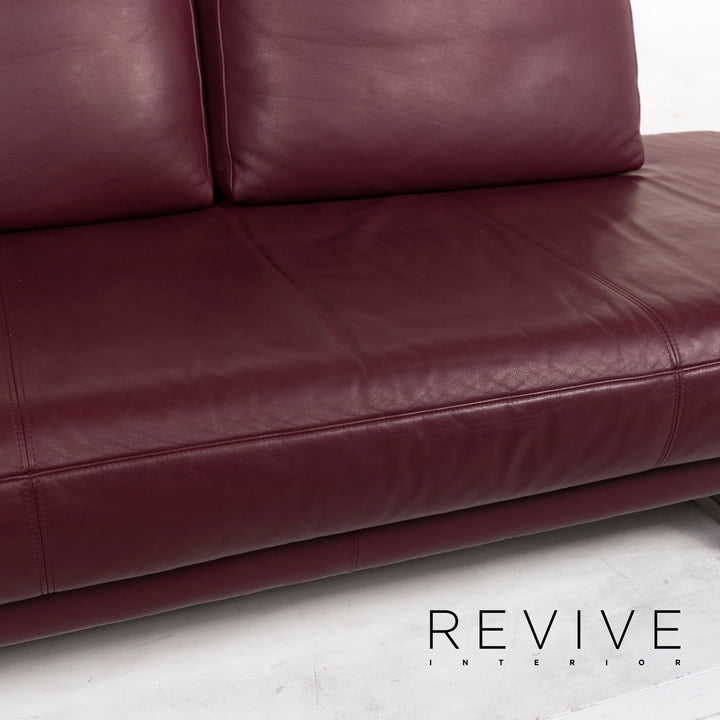 Rolf Benz 6600 canapé en cuir violet aubergine canapé trois places #12601