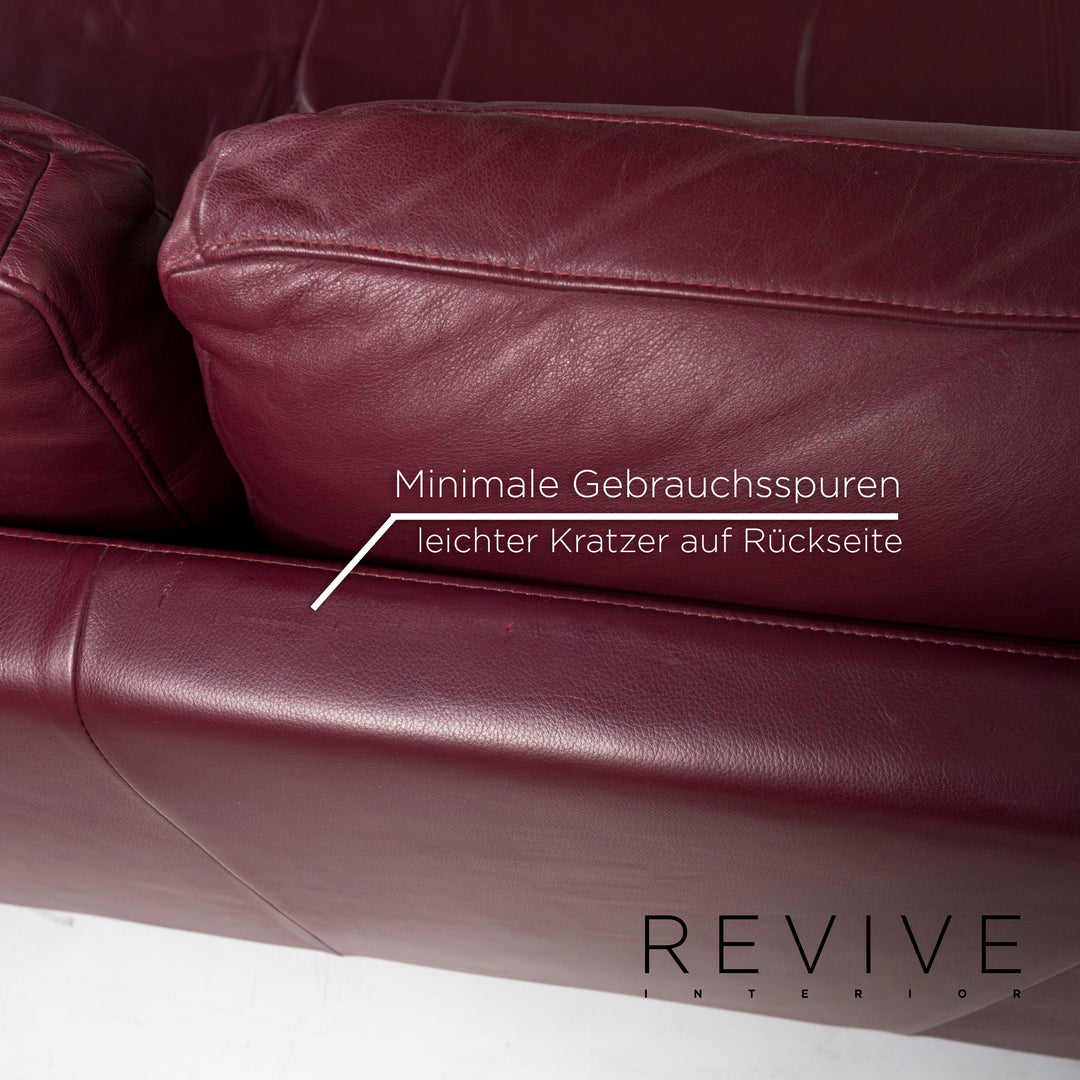 Rolf Benz 6600 canapé en cuir violet aubergine canapé trois places #12601