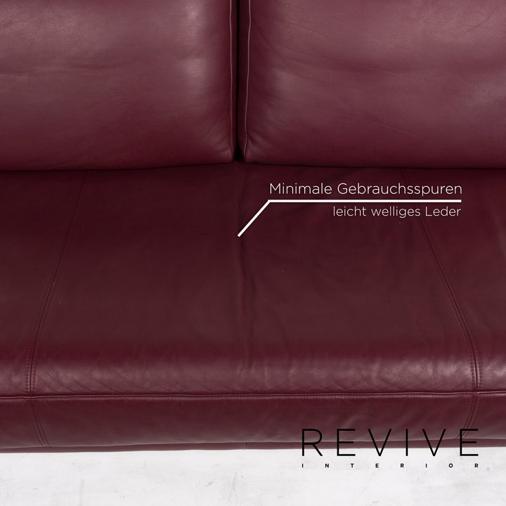 Rolf Benz 6600 canapé en cuir violet aubergine canapé trois places #12601