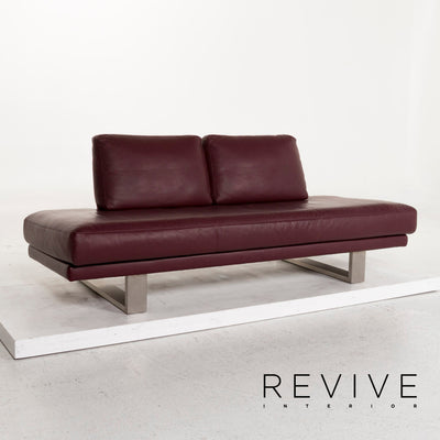 Rolf Benz 6600 Leder Sofa Garnitur Aubergine Lila 1x Dreisitzer 1x Zweisitzer #13002
