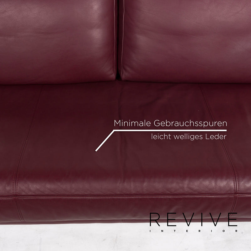 Rolf Benz 6600 Leder Sofa Garnitur Aubergine Lila 1x Dreisitzer 1x Zweisitzer 