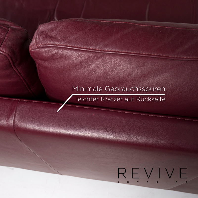 Rolf Benz 6600 Leder Sofa Garnitur Aubergine Lila 1x Dreisitzer 1x Zweisitzer 