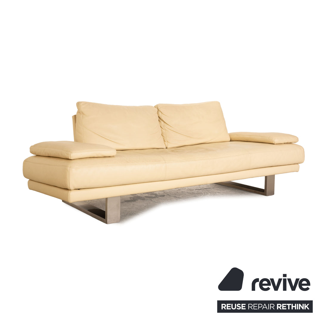 Rolf Benz 6600 leather sofa set cream 2x three-seater stool sofa couch