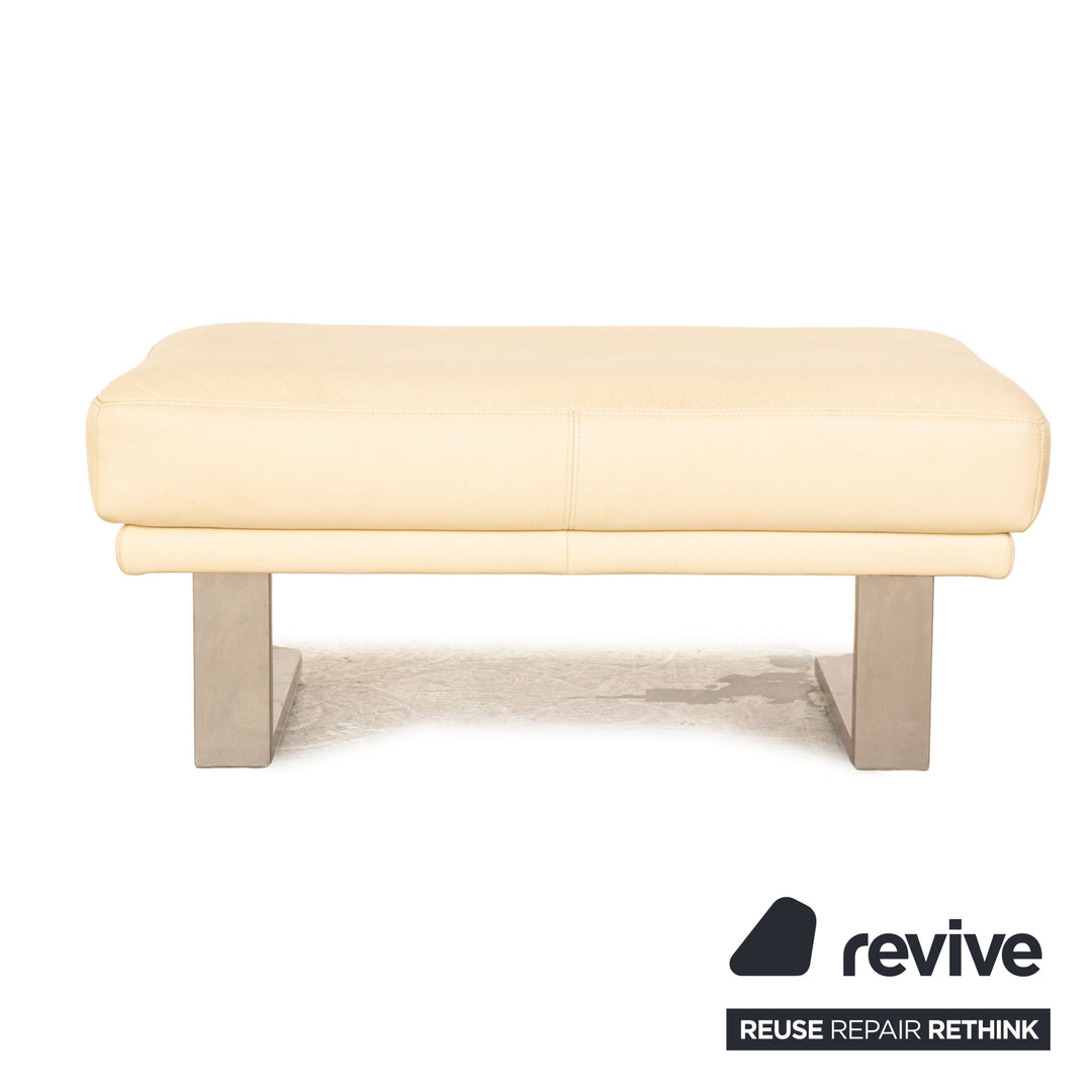 Rolf Benz 6600 leather sofa set cream 2x three-seater stool sofa couch