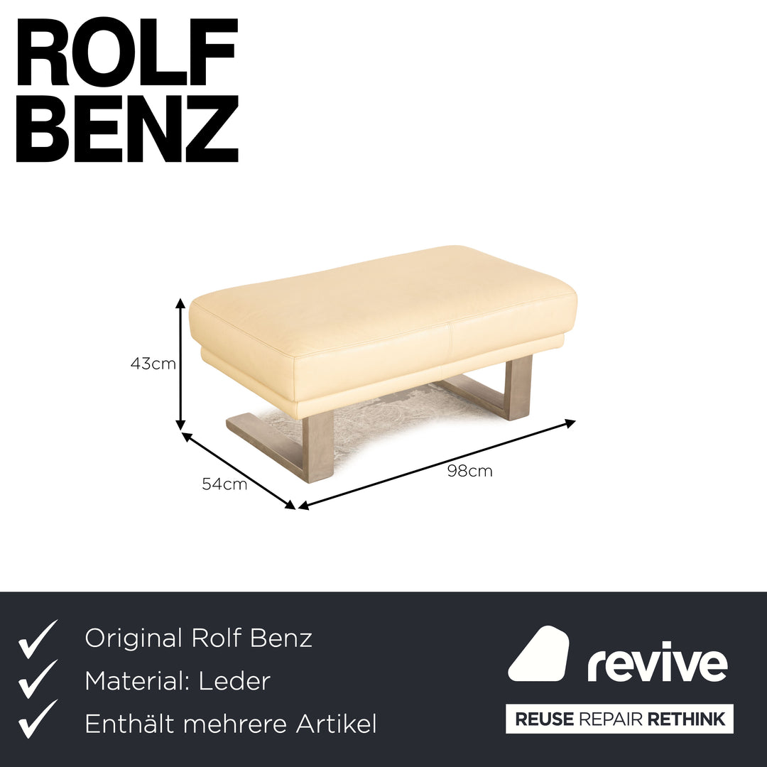 Rolf Benz 6600 leather sofa set cream 2x three-seater stool sofa couch