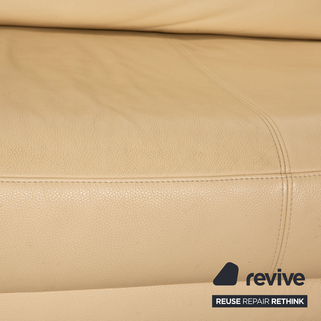 Rolf Benz 6600 leather sofa set cream 2x three-seater stool sofa couch