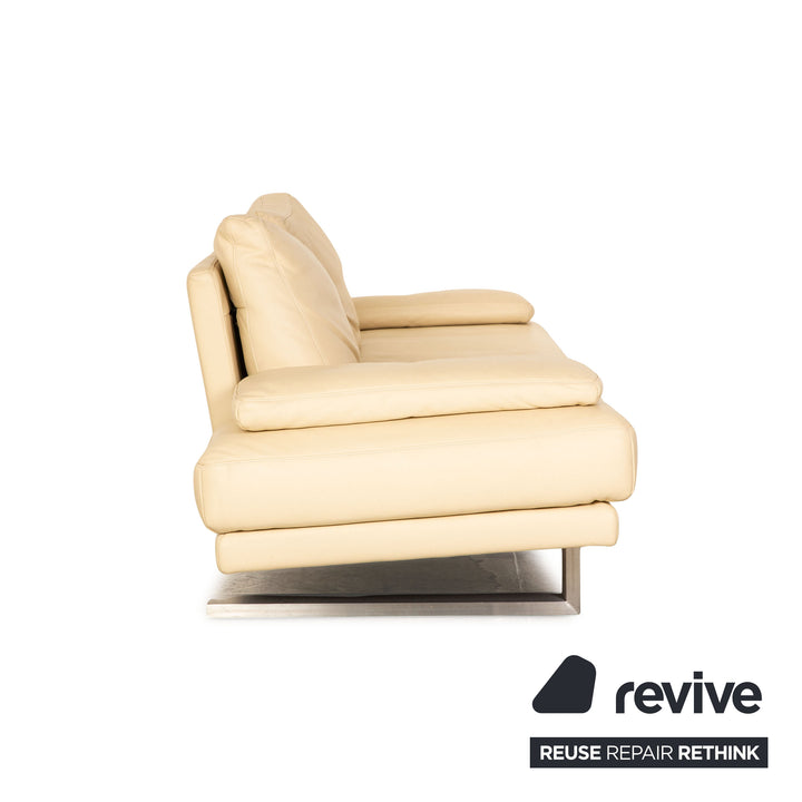 Rolf Benz 6600 leather sofa set cream 2x three-seater stool sofa couch