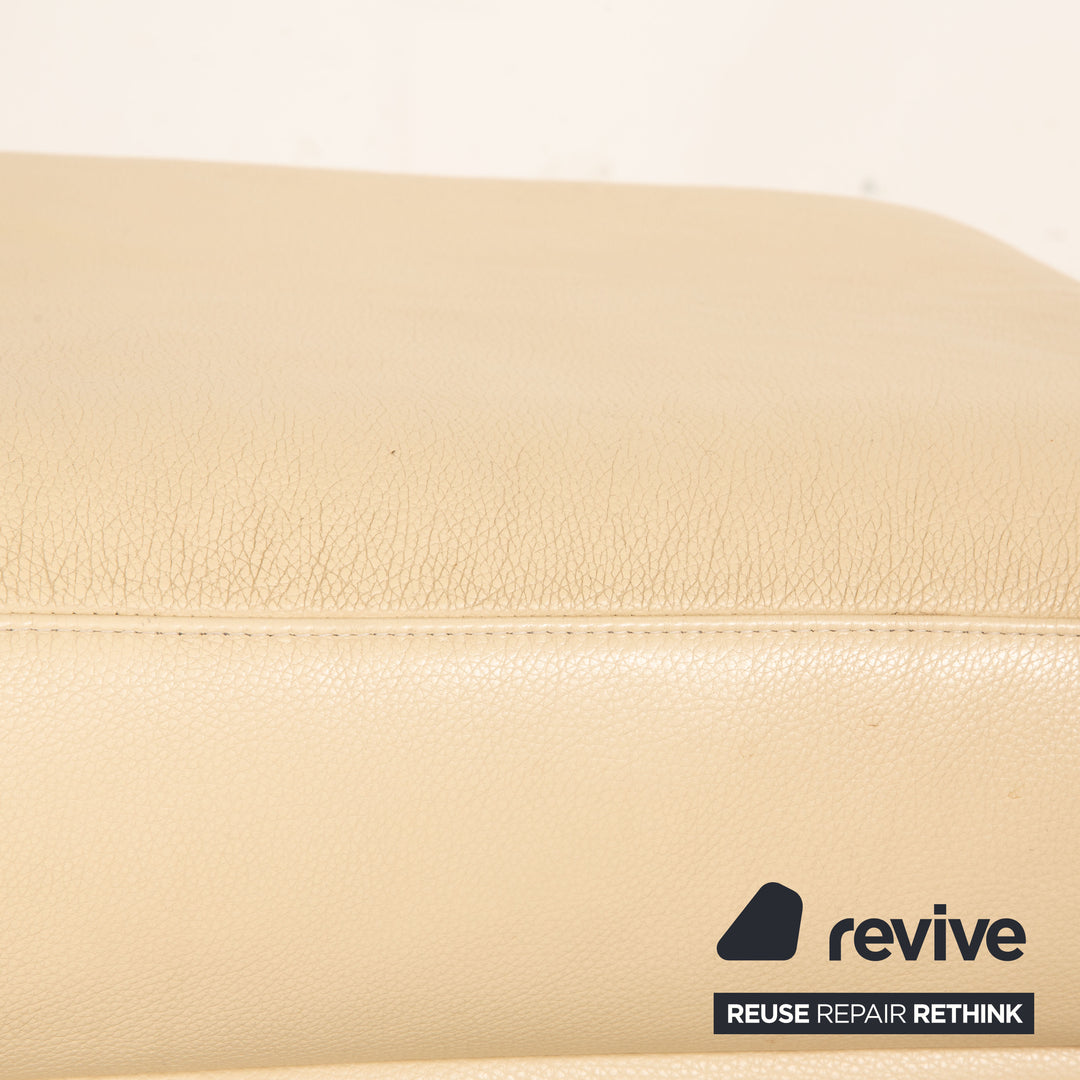 Rolf Benz 6600 leather sofa set cream 2x three-seater stool sofa couch