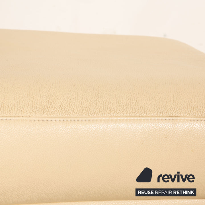 Rolf Benz 6600 leather sofa set cream 2x three-seater stool sofa couch