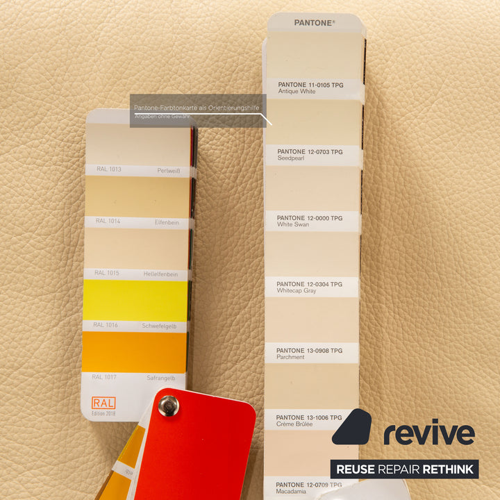 Rolf Benz 6600 leather sofa set cream 2x three-seater stool sofa couch