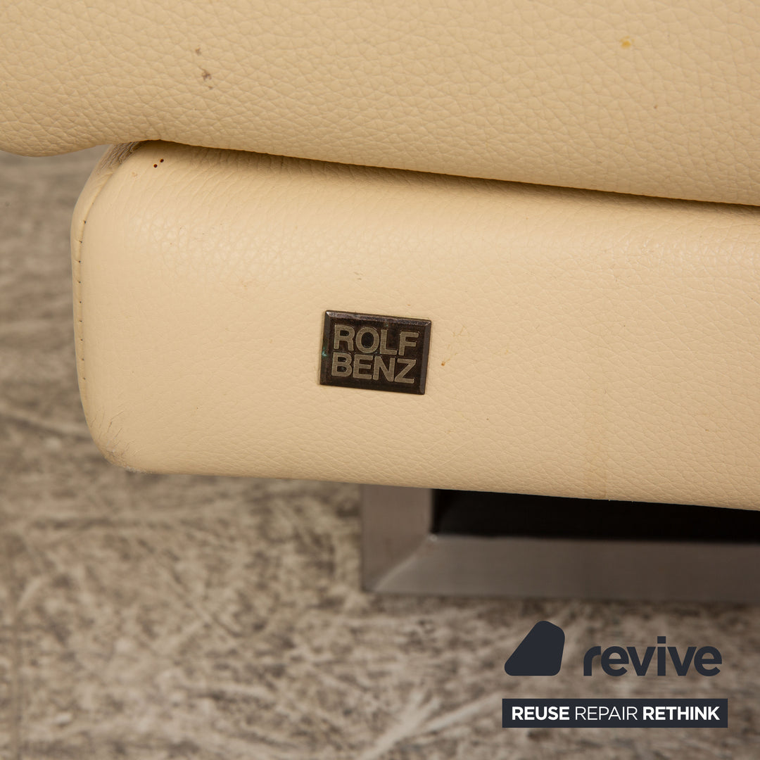 Rolf Benz 6600 leather sofa set cream 2x three-seater stool sofa couch