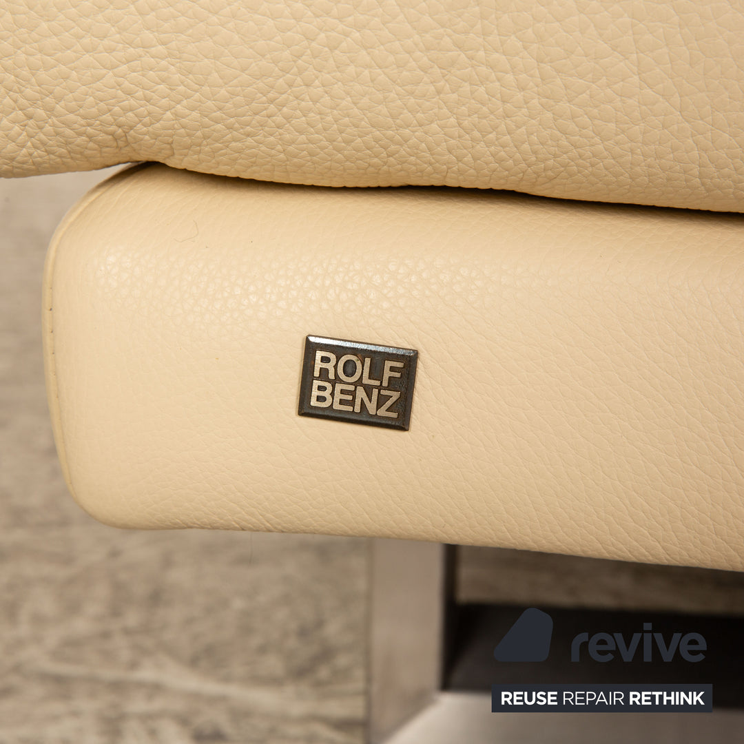 Rolf Benz 6600 leather sofa set cream 2x three-seater stool sofa couch