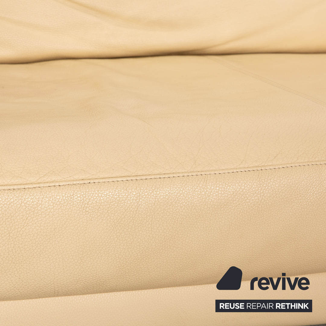 Rolf Benz 6600 leather sofa set cream 2x three-seater stool sofa couch