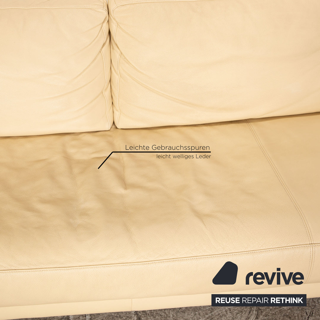Rolf Benz 6600 leather sofa set cream 2x three-seater stool sofa couch