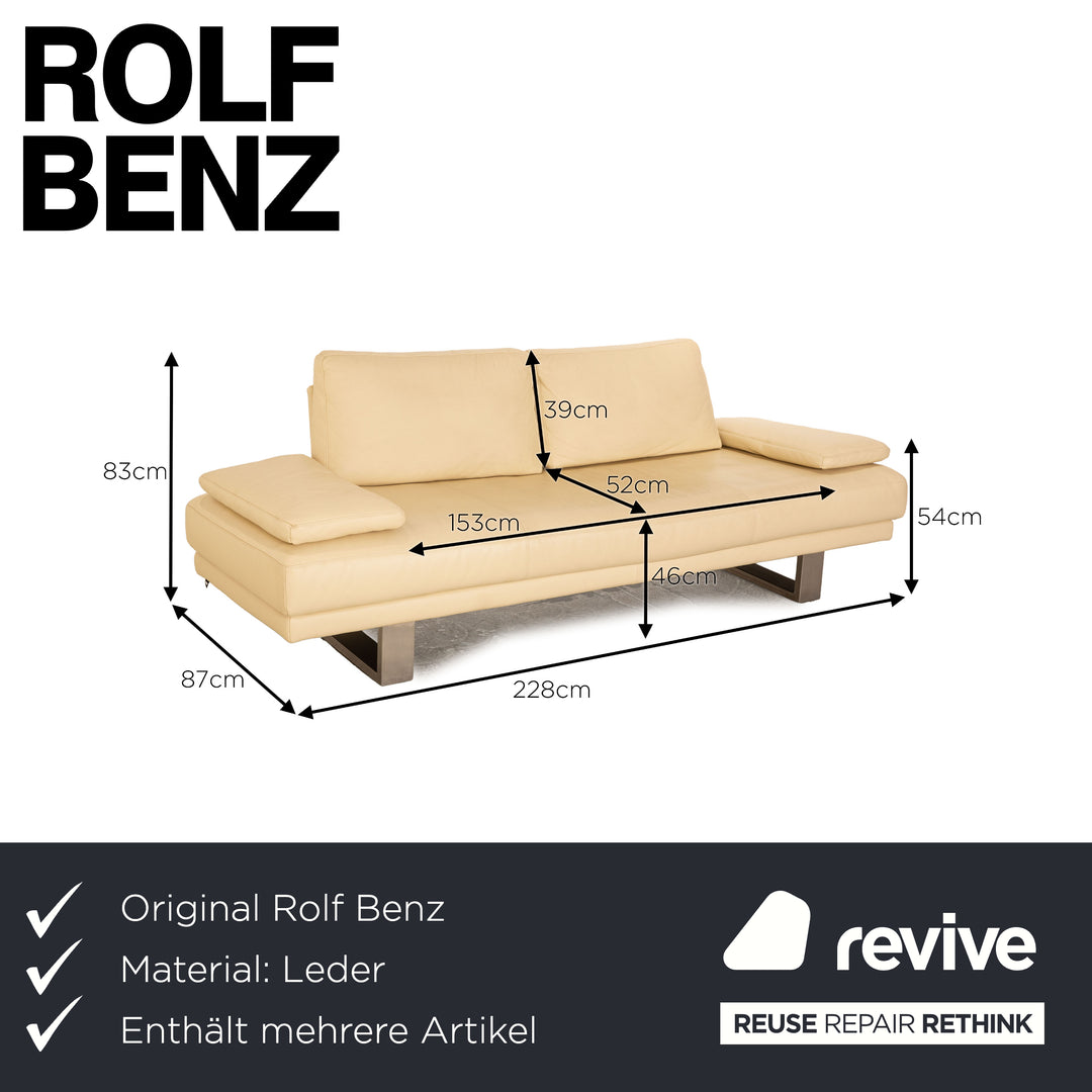 Rolf Benz 6600 leather sofa set cream 2x three-seater stool sofa couch