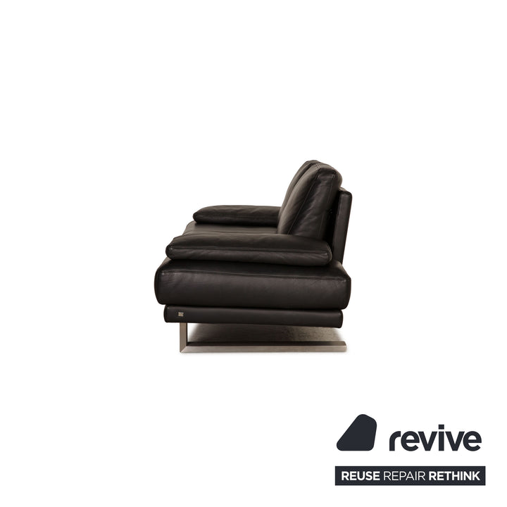 Rolf Benz 6600 Leder Sofa Garnitur Schwarz Zweisitzer Dreisitzer