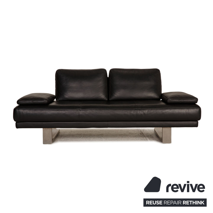 Rolf Benz 6600 Leder Sofa Garnitur Schwarz Zweisitzer Dreisitzer