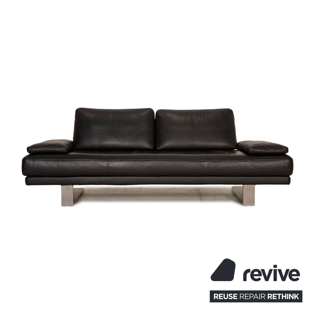 Rolf Benz 6600 Leder Sofa Garnitur Schwarz Zweisitzer Dreisitzer