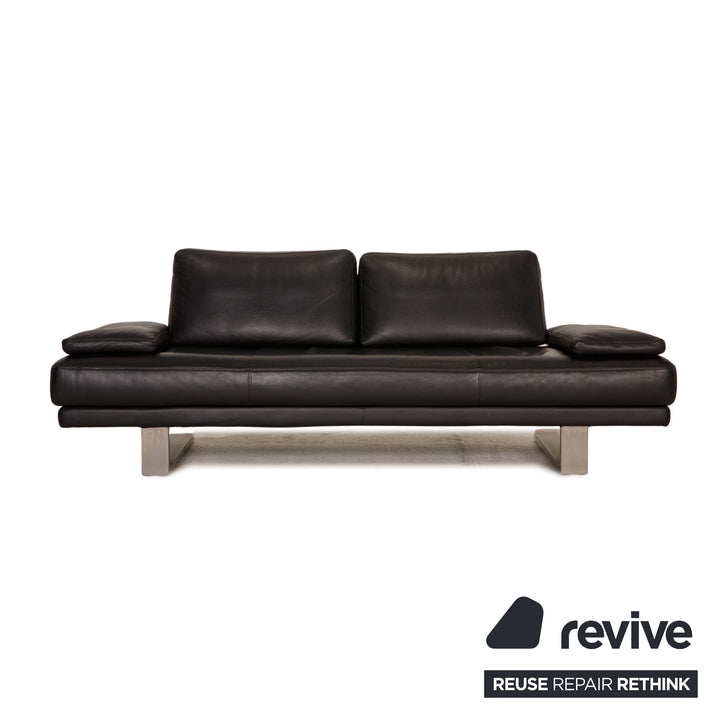 Rolf Benz 6600 Leder Sofa Garnitur Schwarz Zweisitzer Dreisitzer