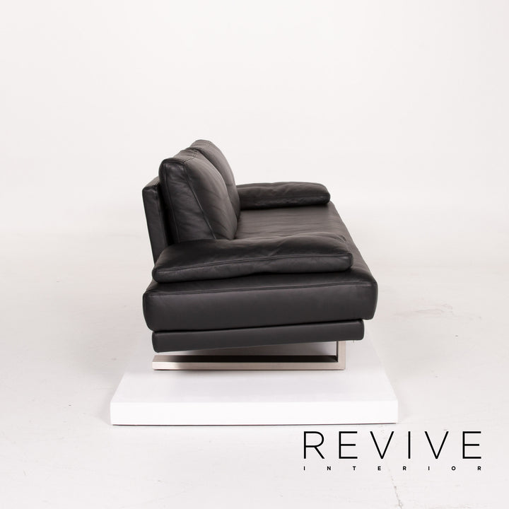 Rolf Benz 6600 Leder Sofa Schwarz Dreisitzer #14082