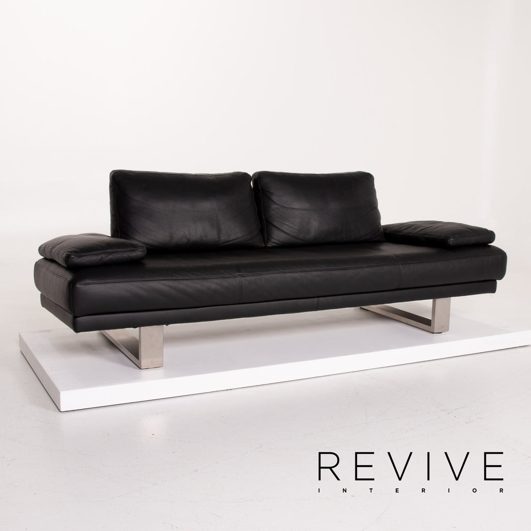 Rolf Benz 6600 Leder Sofa Schwarz Dreisitzer #14082
