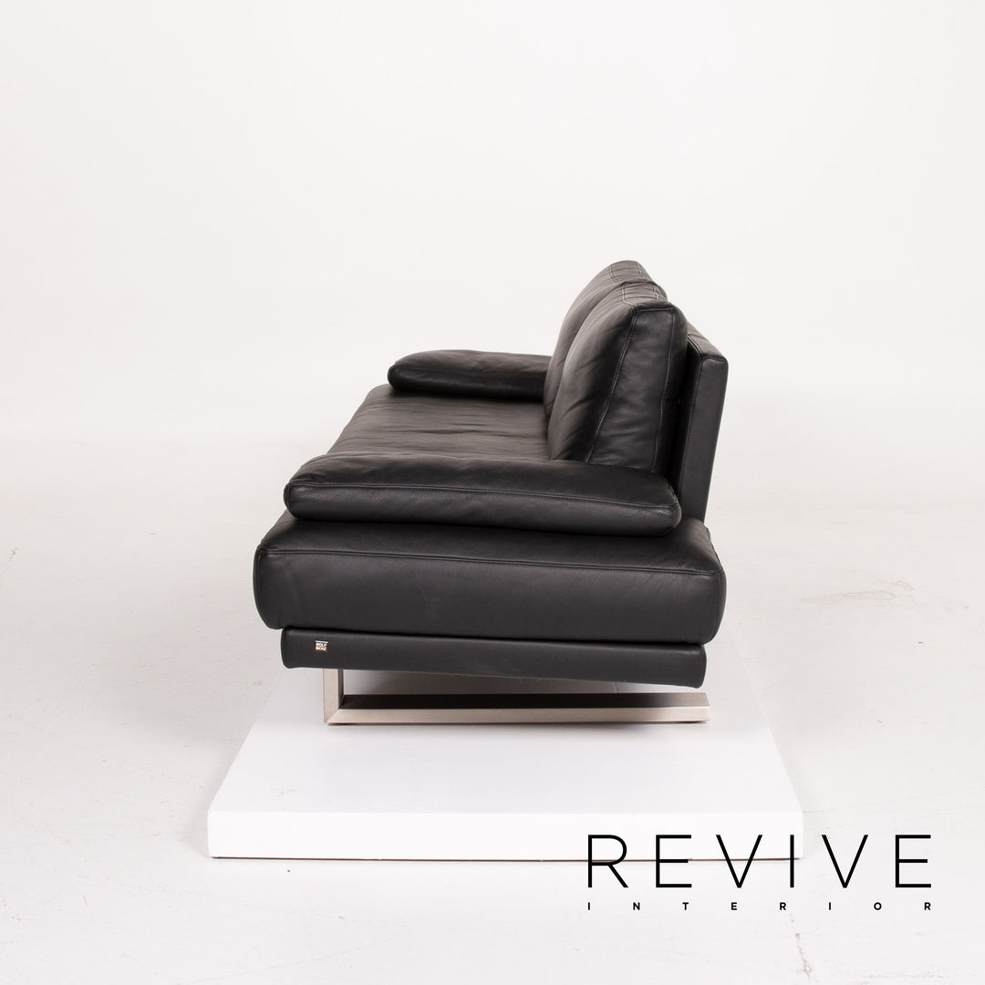 Rolf Benz 6600 Leder Sofa Schwarz Dreisitzer #14082