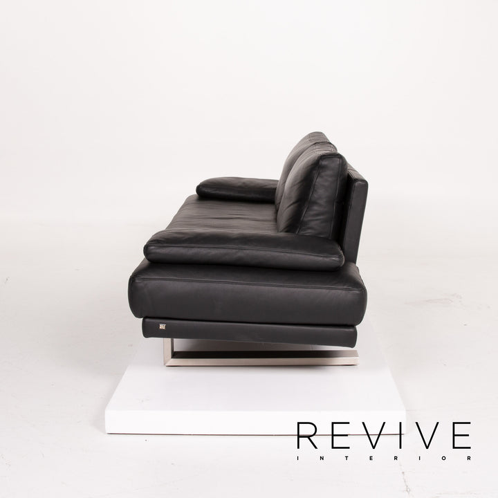 Rolf Benz 6600 Leder Sofa Schwarz Dreisitzer #14082