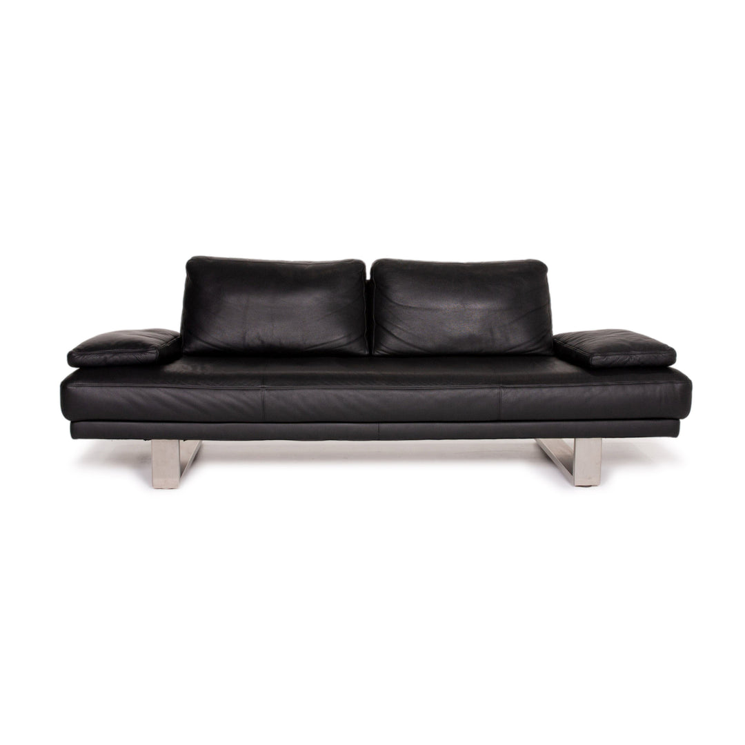 Rolf Benz 6600 Leder Sofa Schwarz Dreisitzer #14082
