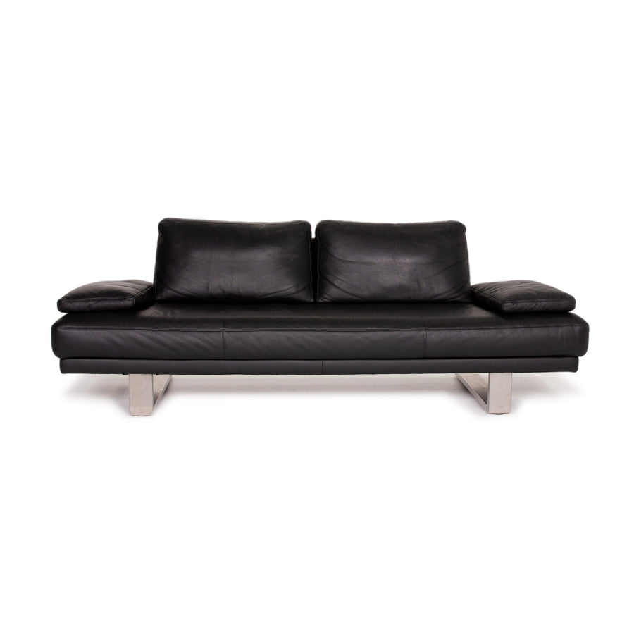 Rolf Benz 6600 Leder Sofa Schwarz Dreisitzer #14082