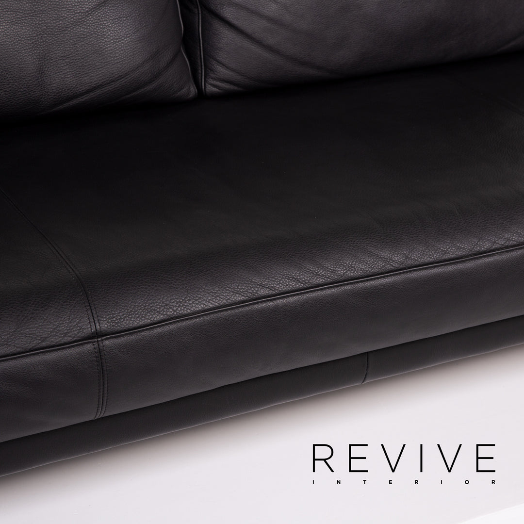 Rolf Benz 6600 Leder Sofa Schwarz Dreisitzer #14082