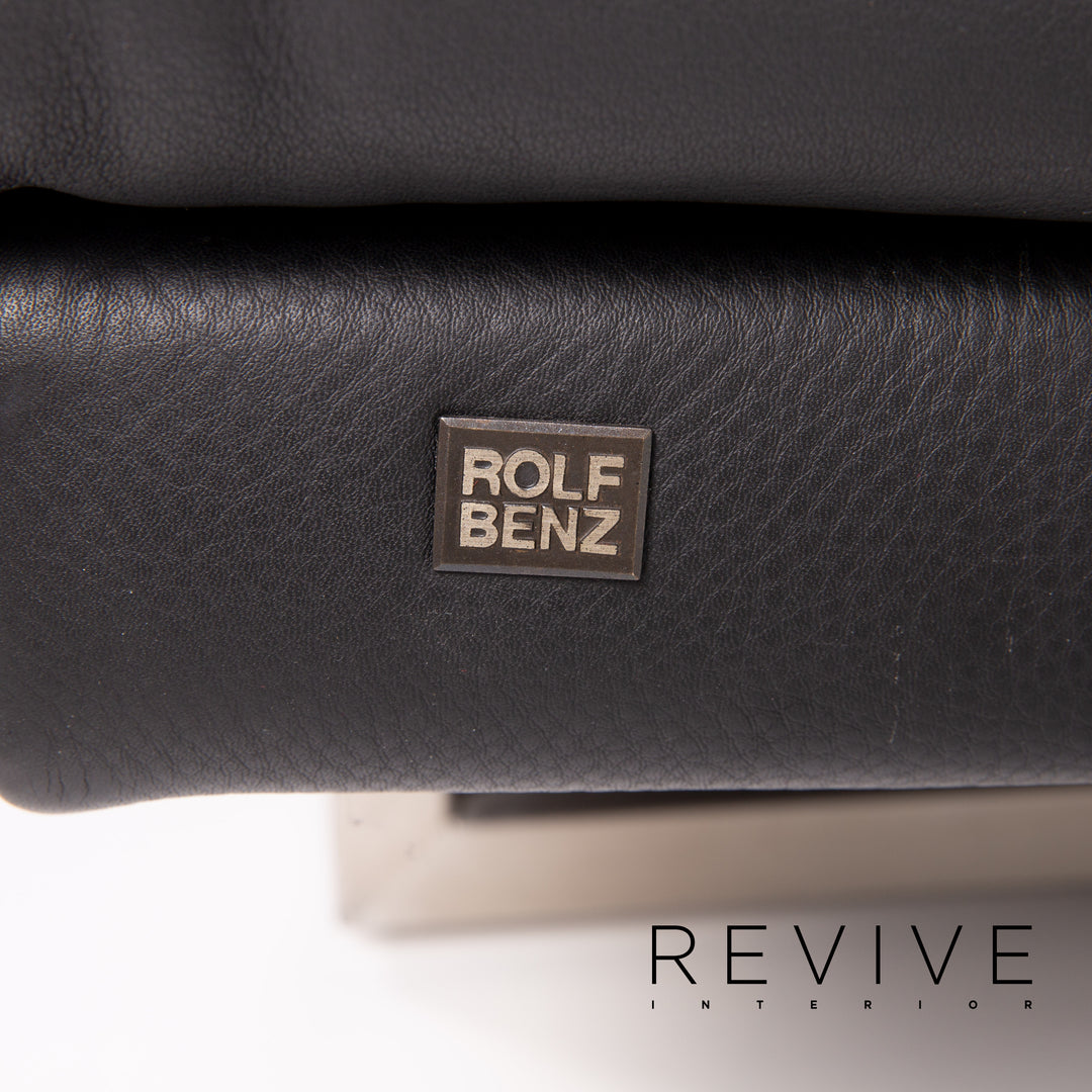 Rolf Benz 6600 Leder Sofa Schwarz Dreisitzer #14082