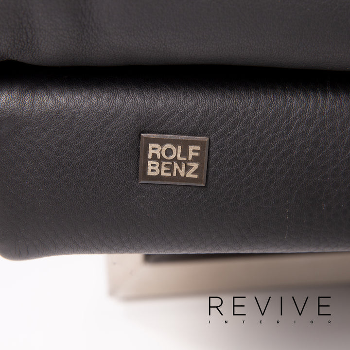 Rolf Benz 6600 Leder Sofa Schwarz Dreisitzer #14082