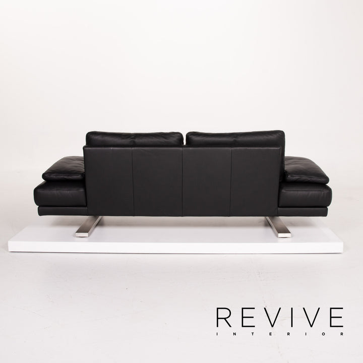 Rolf Benz 6600 Leder Sofa Schwarz Dreisitzer #14082