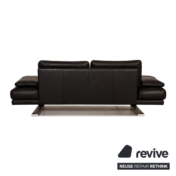 Rolf Benz 6600 leather sofa black three-seater couch