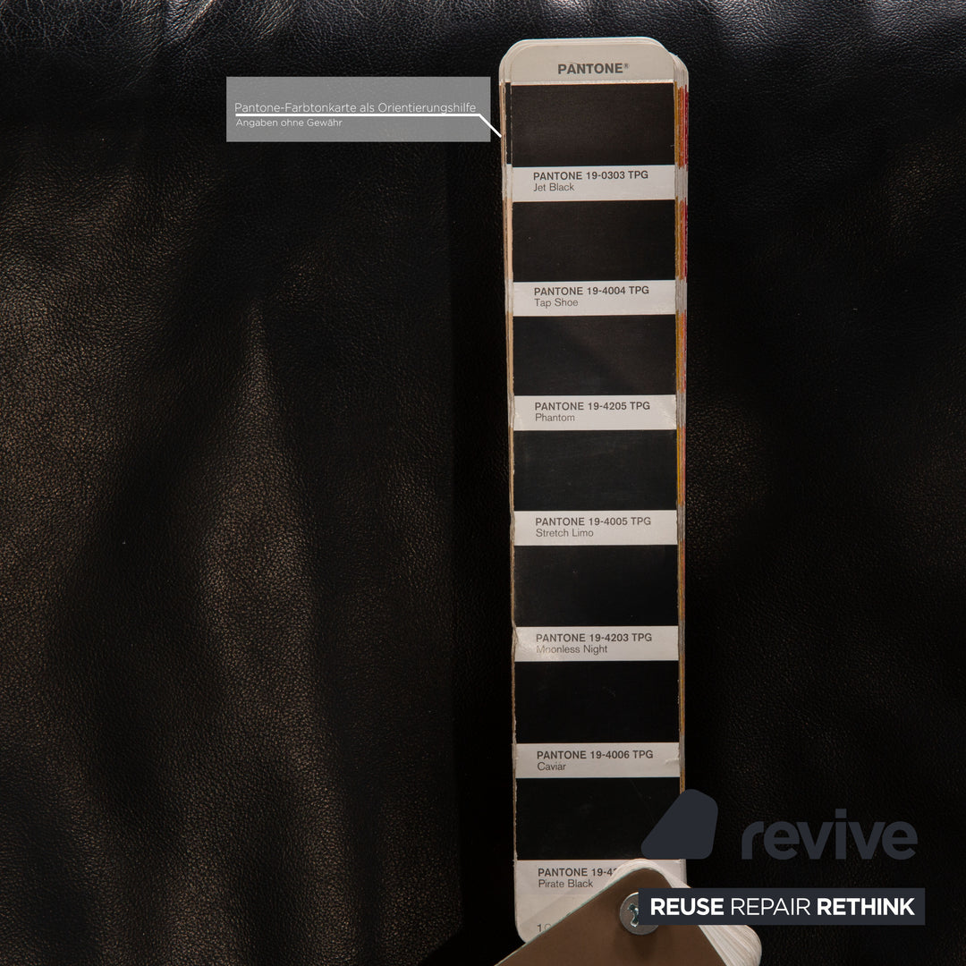 Rolf Benz 6600 leather sofa black three-seater couch