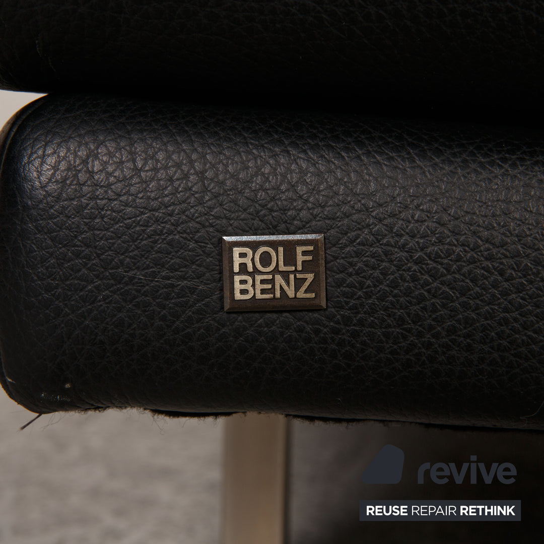 Rolf Benz 6600 leather sofa black three-seater couch