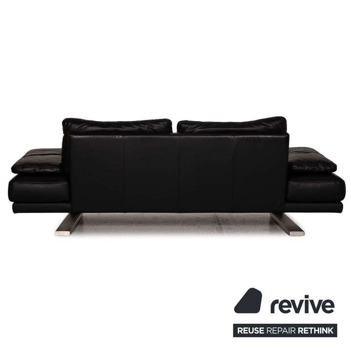 Rolf Benz 6600 leather sofa black three-seater couch