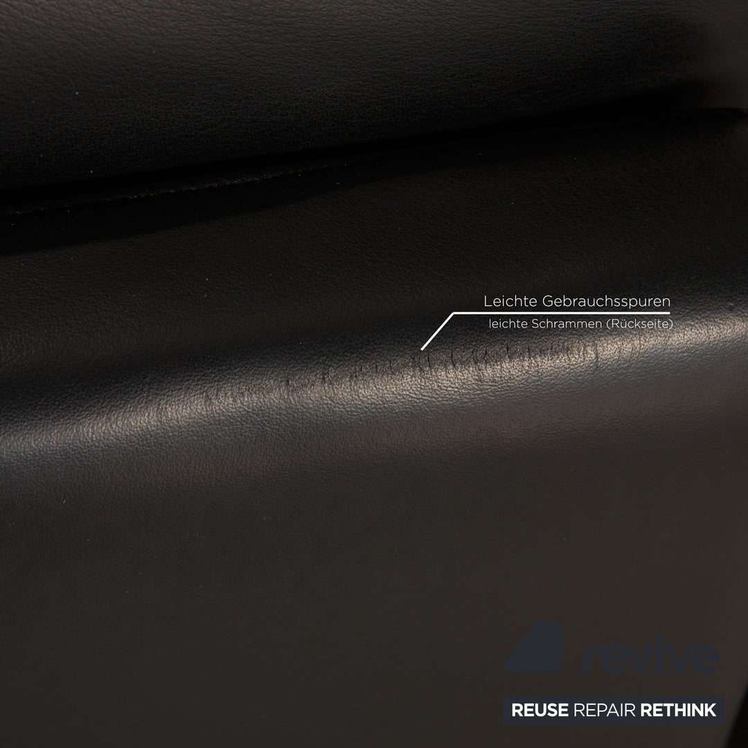 Rolf Benz 6600 leather sofa black three-seater couch