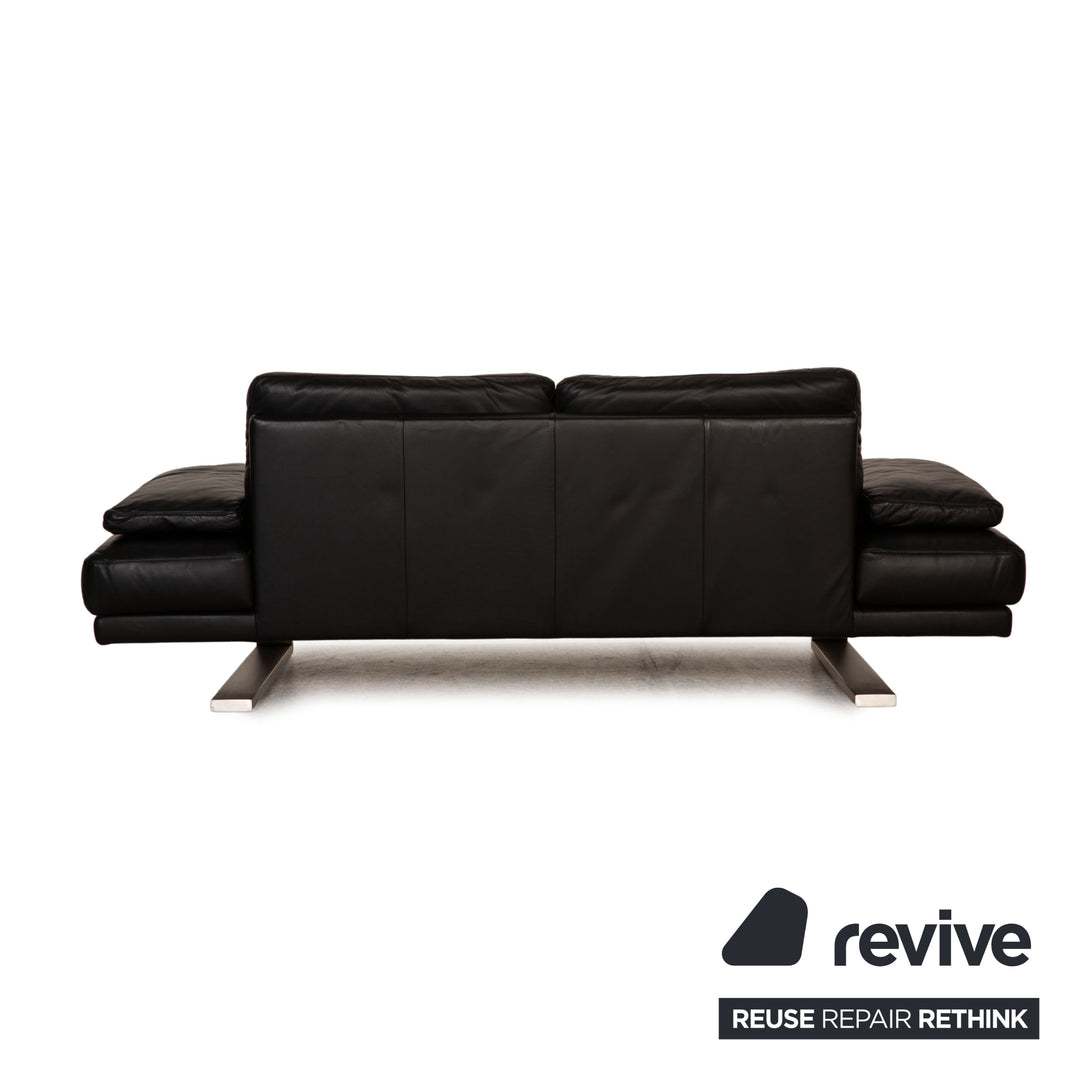 Rolf Benz 6600 leather sofa black three-seater couch