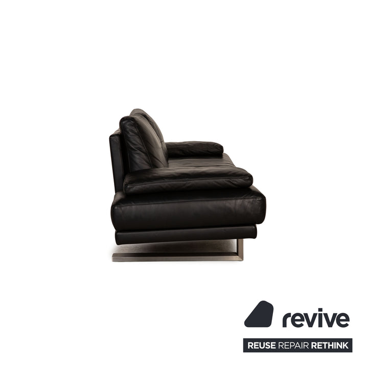 Rolf Benz 6600 leather sofa black three-seater couch