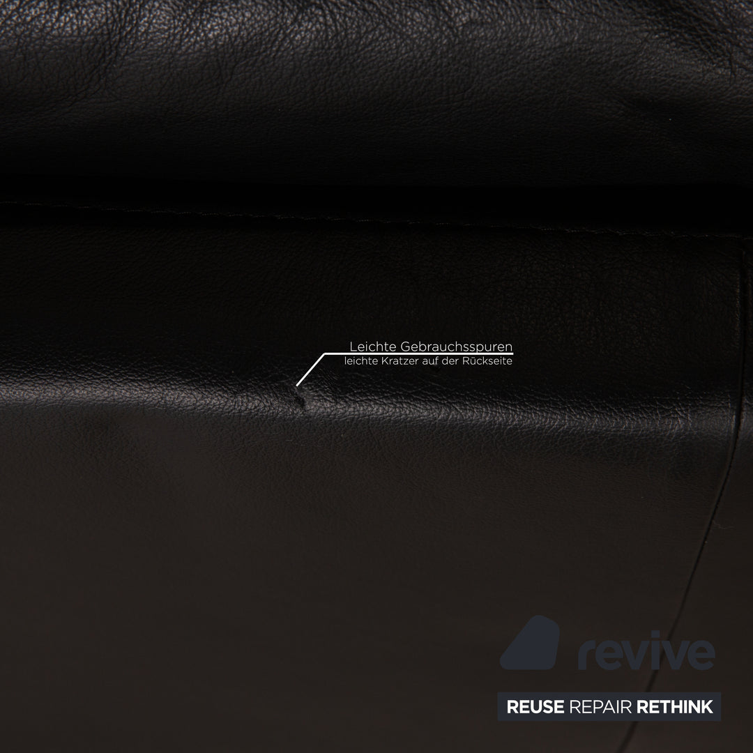 Rolf Benz 6600 leather sofa black three-seater couch