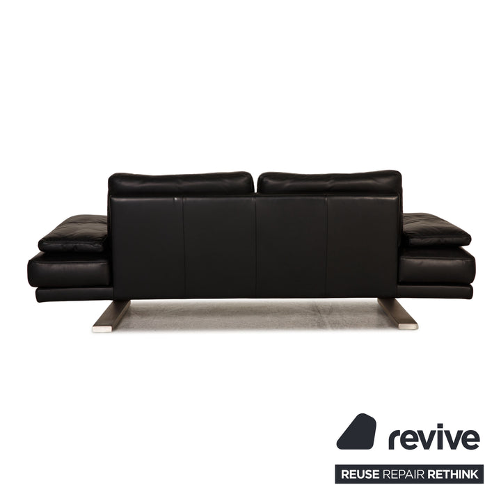 Rolf Benz 6600 leather sofa black three-seater couch