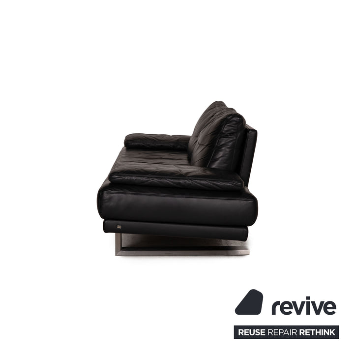 Rolf Benz 6600 leather sofa black three-seater couch