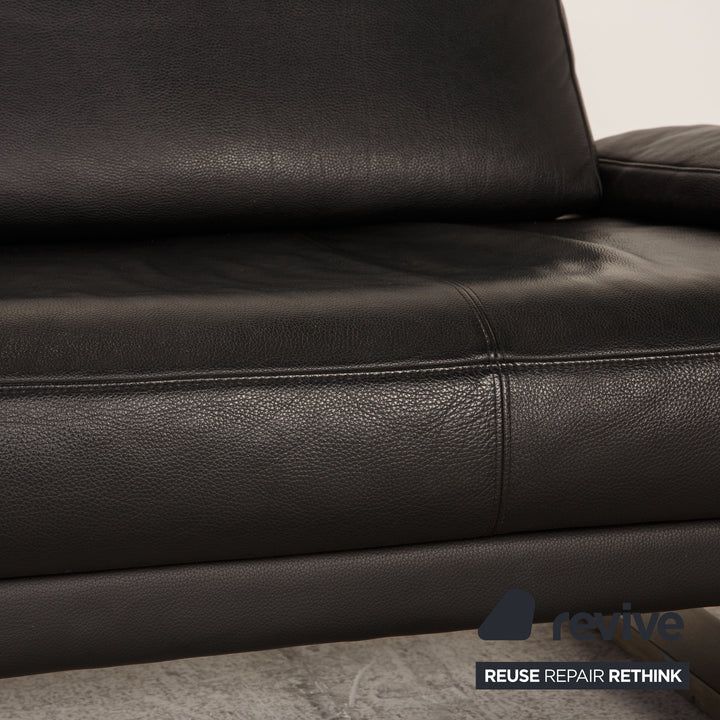 Rolf Benz 6600 leather sofa black three-seater couch
