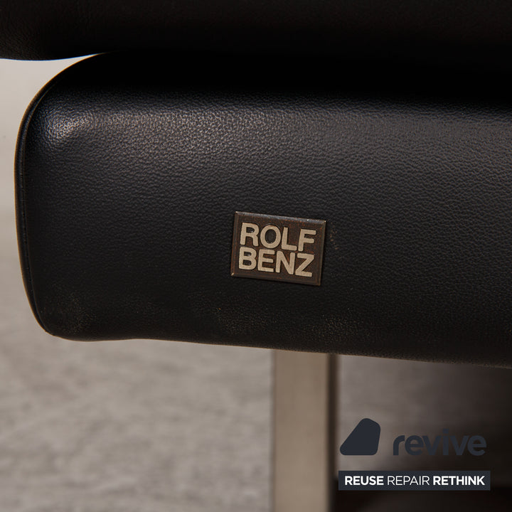 Rolf Benz 6600 leather sofa black three-seater couch