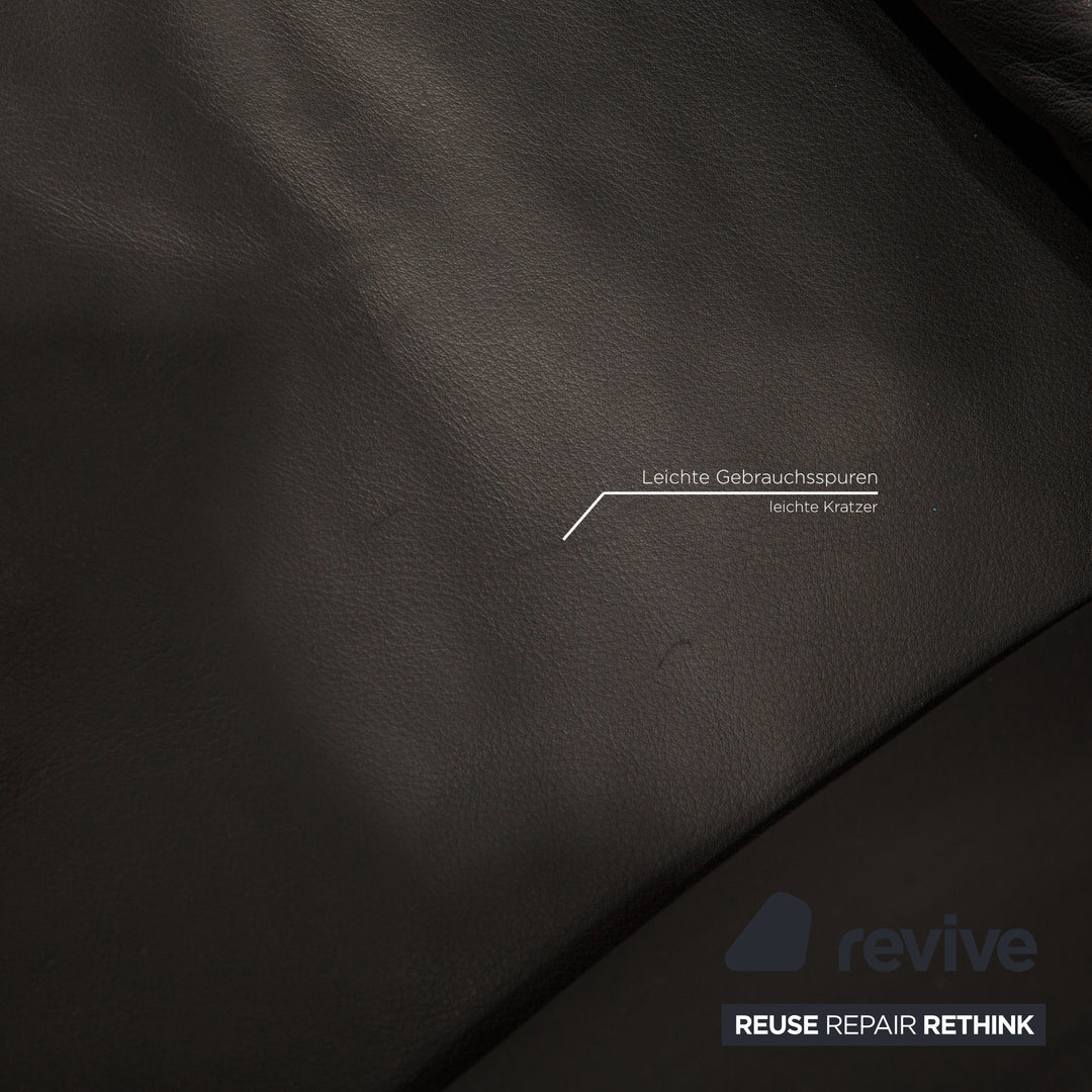 Rolf Benz 6600 leather sofa black three-seater couch