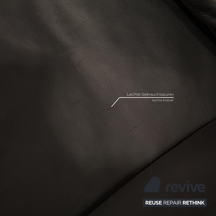 Rolf Benz 6600 leather sofa black three-seater couch