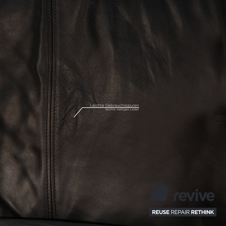 Rolf Benz 6600 leather sofa black three-seater couch