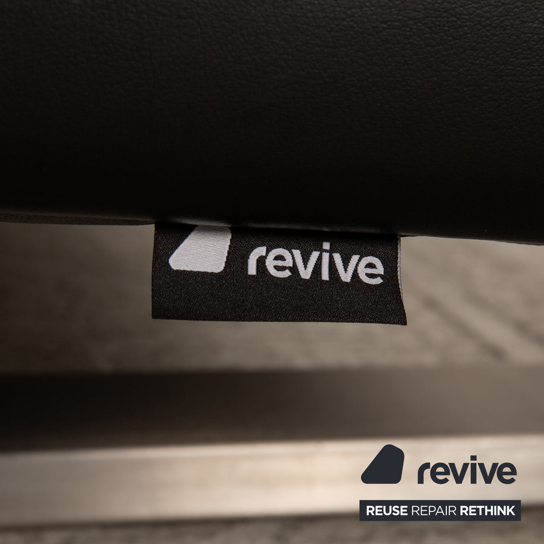 Rolf Benz 6600 leather sofa black three-seater couch