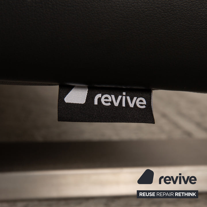 Rolf Benz 6600 leather sofa black three-seater couch